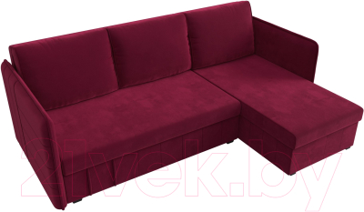 Диван угловой Лига Диванов Слим правый (микровельвет бордовый)