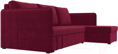 Диван угловой Лига Диванов Слим правый (микровельвет бордовый)