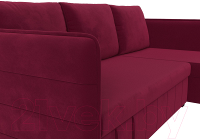 Диван угловой Лига Диванов Слим правый (микровельвет бордовый)