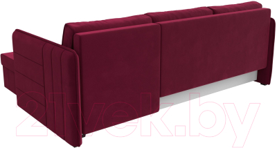 Диван угловой Лига Диванов Слим правый (микровельвет бордовый)