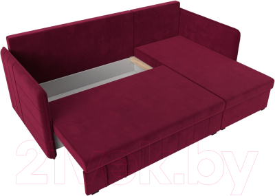 Диван угловой Лига Диванов Слим правый (микровельвет бордовый)