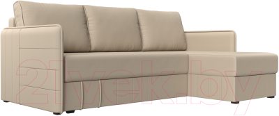 Диван угловой Лига Диванов Слим правый (экокожа бежевый) - фото