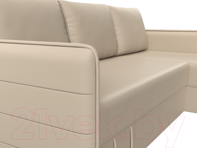 Диван угловой Лига Диванов Слим правый (экокожа бежевый)