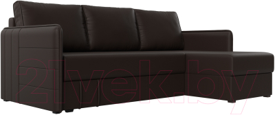 Диван угловой Лига Диванов Слим правый (экокожа коричневый) - фото
