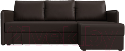 Диван угловой Лига Диванов Слим правый (экокожа коричневый)