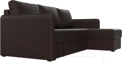 Диван угловой Лига Диванов Слим правый (экокожа коричневый)