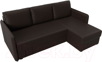 Диван угловой Лига Диванов Слим правый (экокожа коричневый)