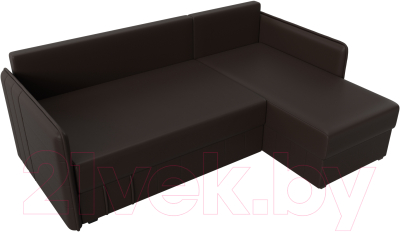 Диван угловой Лига Диванов Слим правый (экокожа коричневый)