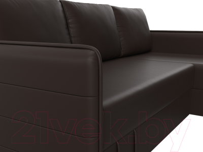 Диван угловой Лига Диванов Слим правый (экокожа коричневый)