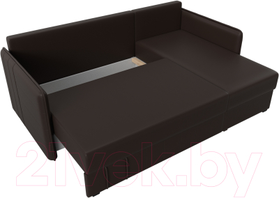 Диван угловой Лига Диванов Слим правый (экокожа коричневый)