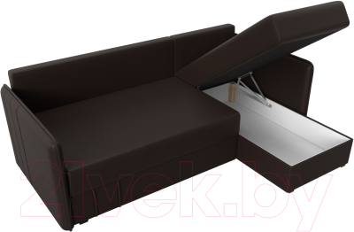 Диван угловой Лига Диванов Слим правый (экокожа коричневый)