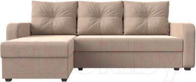 Диван угловой Лига Диванов Ливерпуль Лайт левый (велюр бежевый)