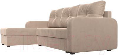 Диван угловой Лига Диванов Ливерпуль Лайт левый (велюр бежевый)