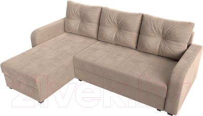 Диван угловой Лига Диванов Ливерпуль Лайт левый (велюр бежевый)