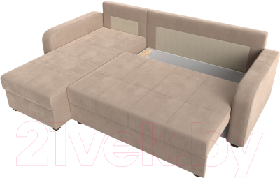 Диван угловой Лига Диванов Ливерпуль Лайт левый (велюр бежевый)