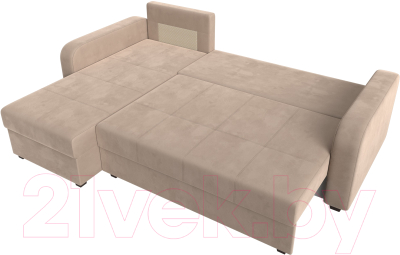Диван угловой Лига Диванов Ливерпуль Лайт левый (велюр бежевый)