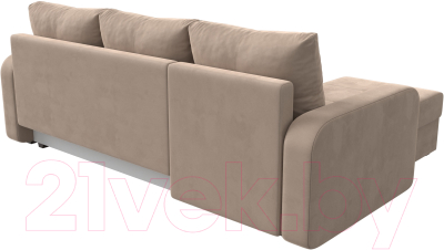 Диван угловой Лига Диванов Ливерпуль Лайт левый (велюр бежевый)