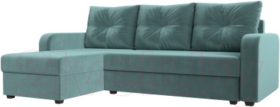 Диван угловой Лига Диванов Ливерпуль Лайт левый (велюр бирюзовый) - фото