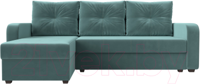 Диван угловой Лига Диванов Ливерпуль Лайт левый (велюр бирюзовый)
