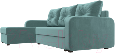 Диван угловой Лига Диванов Ливерпуль Лайт левый (велюр бирюзовый)