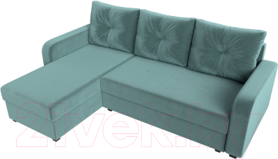 Диван угловой Лига Диванов Ливерпуль Лайт левый (велюр бирюзовый)