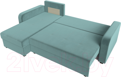 Диван угловой Лига Диванов Ливерпуль Лайт левый (велюр бирюзовый)