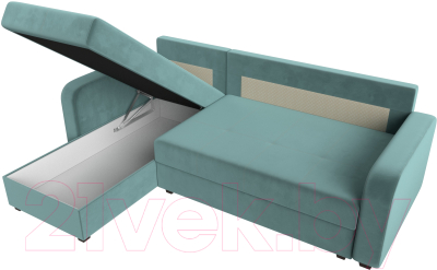 Диван угловой Лига Диванов Ливерпуль Лайт левый (велюр бирюзовый)