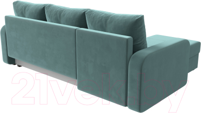 Диван угловой Лига Диванов Ливерпуль Лайт левый (велюр бирюзовый)