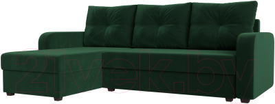 Диван угловой Лига Диванов Ливерпуль Лайт левый (велюр зеленый) - фото