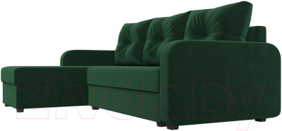 Диван угловой Лига Диванов Ливерпуль Лайт левый (велюр зеленый)