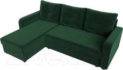 Диван угловой Лига Диванов Ливерпуль Лайт левый (велюр зеленый)