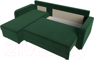 Диван угловой Лига Диванов Ливерпуль Лайт левый (велюр зеленый)