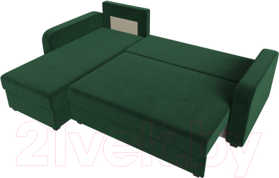 Диван угловой Лига Диванов Ливерпуль Лайт левый (велюр зеленый)