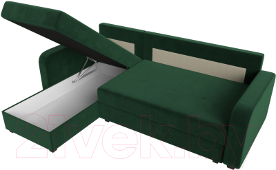 Диван угловой Лига Диванов Ливерпуль Лайт левый (велюр зеленый)