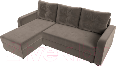 Диван угловой Лига Диванов Ливерпуль Лайт левый (велюр коричневый)
