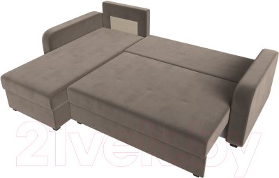 Диван угловой Лига Диванов Ливерпуль Лайт левый (велюр коричневый)