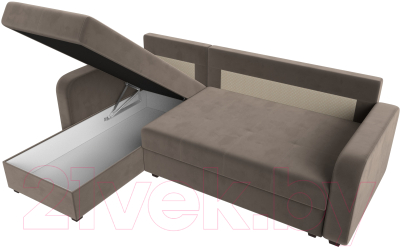 Диван угловой Лига Диванов Ливерпуль Лайт левый (велюр коричневый)