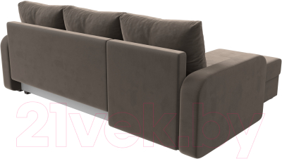 Диван угловой Лига Диванов Ливерпуль Лайт левый (велюр коричневый)