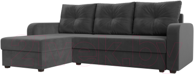 Диван угловой Лига Диванов Ливерпуль Лайт левый (велюр серый) - фото