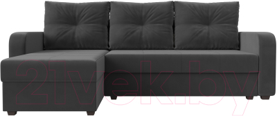 Диван угловой Лига Диванов Ливерпуль Лайт левый (велюр серый)
