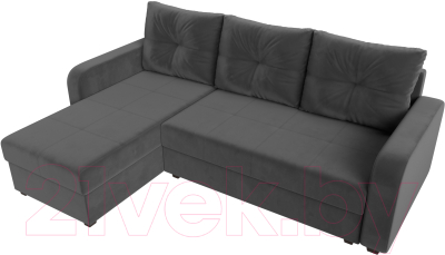 Диван угловой Лига Диванов Ливерпуль Лайт левый (велюр серый)