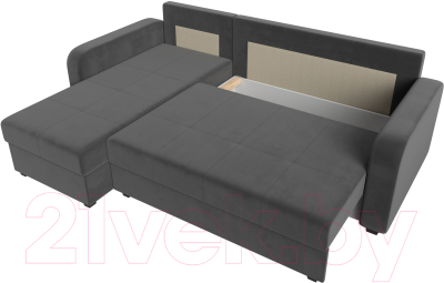 Диван угловой Лига Диванов Ливерпуль Лайт левый (велюр серый)