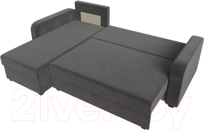 Диван угловой Лига Диванов Ливерпуль Лайт левый (велюр серый)