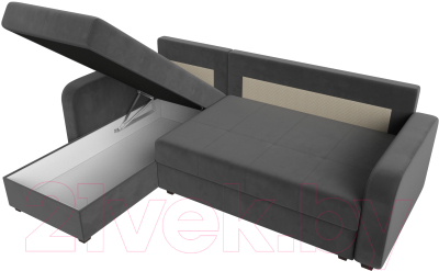 Диван угловой Лига Диванов Ливерпуль Лайт левый (велюр серый)