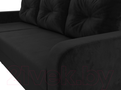 Диван угловой Лига Диванов Ливерпуль Лайт левый (велюр черный)
