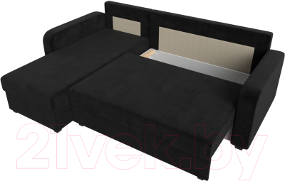 Диван угловой Лига Диванов Ливерпуль Лайт левый (велюр черный)