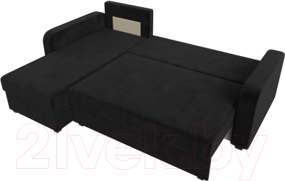 Диван угловой Лига Диванов Ливерпуль Лайт левый (велюр черный)