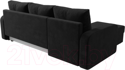 Диван угловой Лига Диванов Ливерпуль Лайт левый (велюр черный)