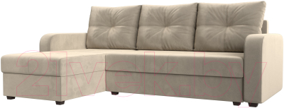 Диван угловой Лига Диванов Ливерпуль Лайт левый (микровельвет бежевый) - фото