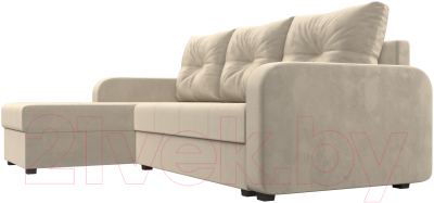 Диван угловой Лига Диванов Ливерпуль Лайт левый (микровельвет бежевый)